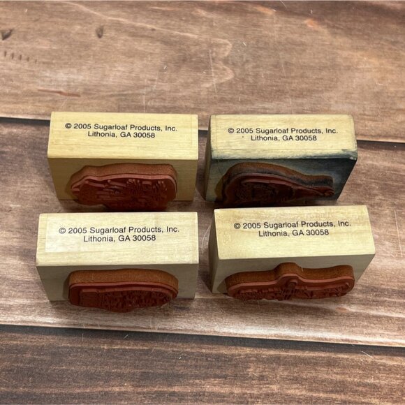 LOT OF 4 SUGARLOAF WOOD RUBBER STAMPS HOLIDAY THEMED PUPPY MITTEN TOY SOLDIER - Picture 2 of 6